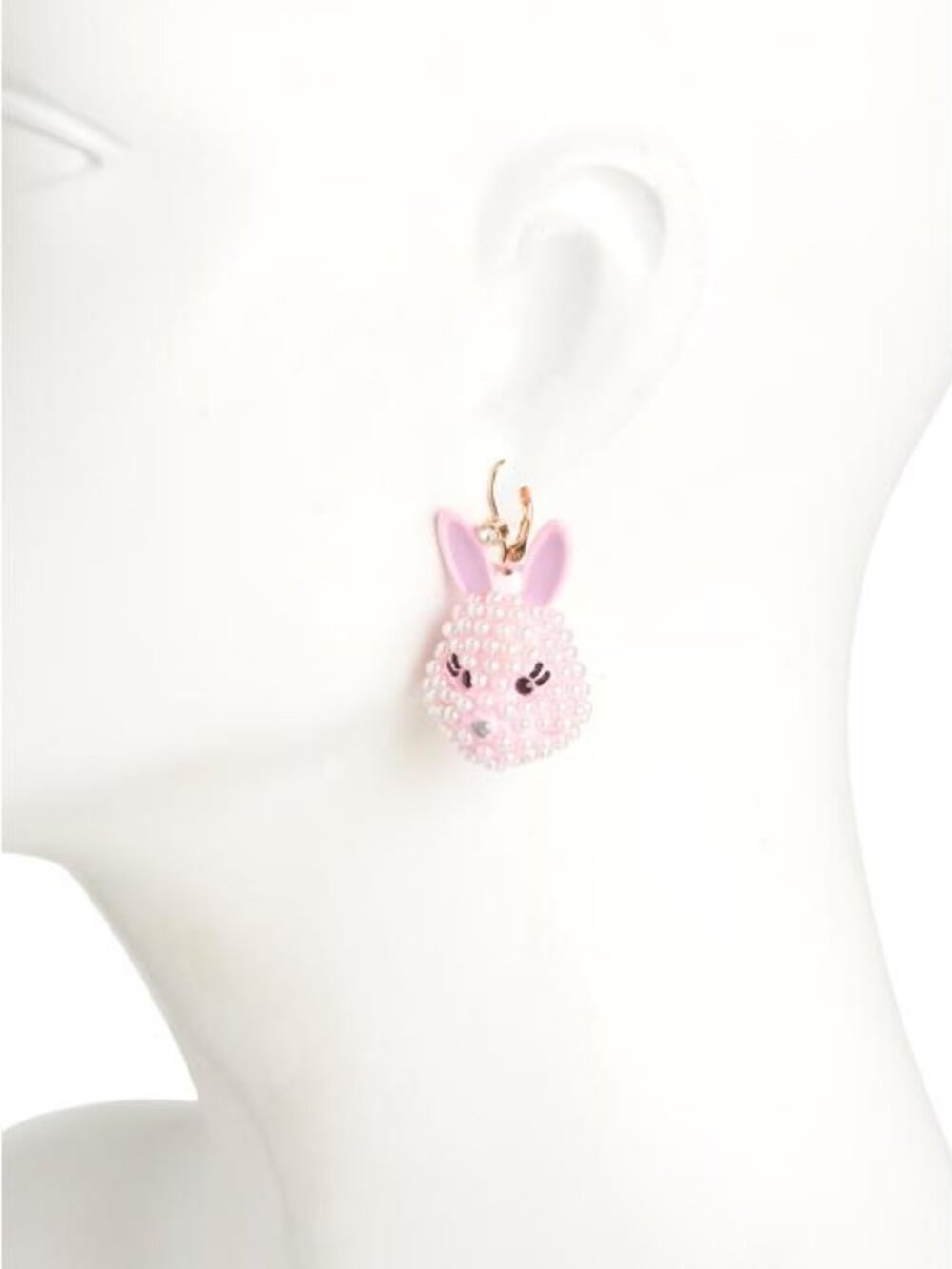 BETSEY JOHNSON Pink Pearl Easter Bunny Statement Earrings NEW - Picture 2 of 5